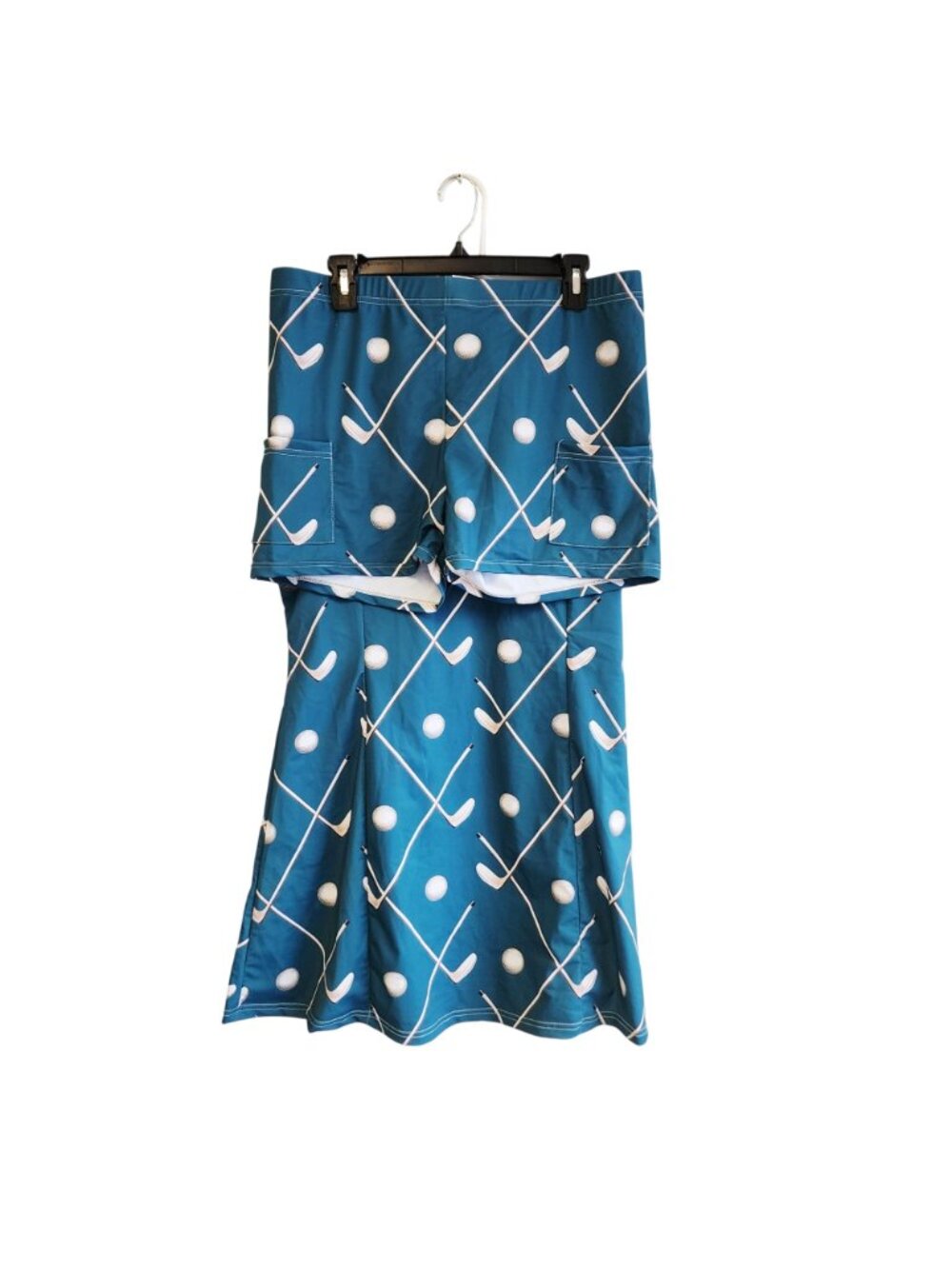Sleeveless Blue Golf Print Sports Dress and shorts With Front Zipper Size XL - Picture 2 of 9
